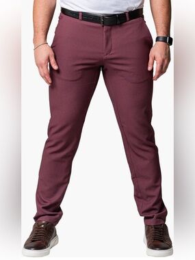 MACEOO Dot Red Slim Fit Four Way Stretch Pant 32
